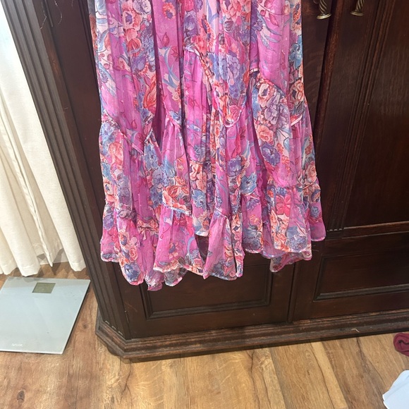 Shop Henly dress flowy smocked L shimmery purple semi-formal - Picture 6 of 8